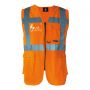 Vest multi-function, high-visibility Orange. EN ISO 20471:2013 + A1:By 2016, the Oeko-Tex® Standard 100