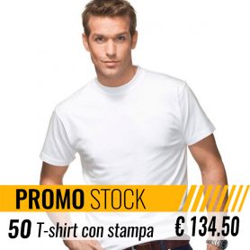 Stock 50 T-Shirt White Unisex Manica Corta Fruit Of The Loom personalizzate con il tuo logo