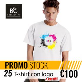Stock 25 T-Shirt DTG Unisex Short Sleeve B&C custom with your logo color