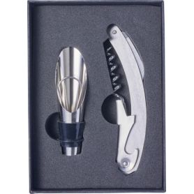 Set for Wine with corkscrew, pour spout and stopper. Customizable with your logo