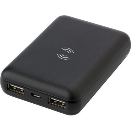 Powerbank en ABS, de 5 000 mAh. Ric. Sans fil USB + Micro USB. Personnalisable avec votre logo