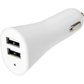 Car adapter with 2 USB, output 1200mAh. Customizable with your logo