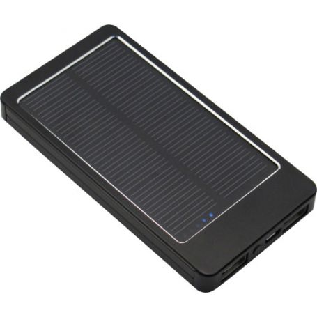 Caricabatterie solare in alluminio, con pannello solare, 3000mAh. Personalizzabile con il tuo logo
