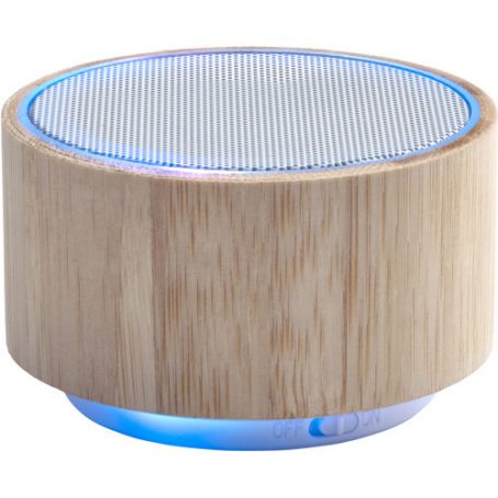 Speaker Wireless in Bamboo e ABS con luci multicolore. Personalizzabile con il tuo logo