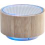 Wireless Speaker with Bamboo and ABS with multicolor lights. Customizable with your logo
