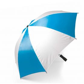 Le parapluie du stade « blanc/bleu » est de 92 x 66 cm. Pas de pourboire. Personnalisable avec votre logo!