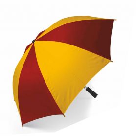 "Yellow/Red" stadium umbrella is 92 x 66 cm. No tip. Customizable with your logo!