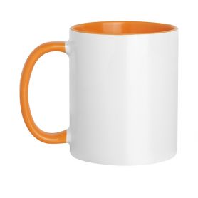 Ceramic cup 320 ml Subli Orange Color. Customizable with your logo
