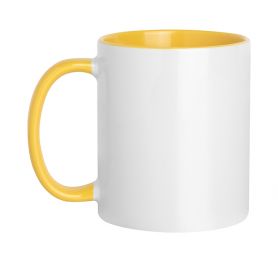 Ceramic cup 320 ml Subli Yellow Color. Customizable with your logo
