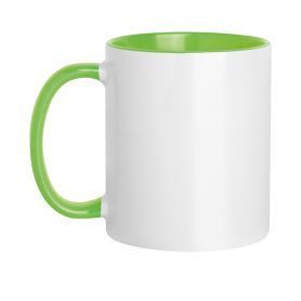 Ceramic cup 320 ml Subli Green Color L. Customizable with your logo