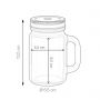 500 ml glass jar with screw lid and straw slit.