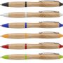 Bamboo ballpoint pen with colorful finishes and metal clips