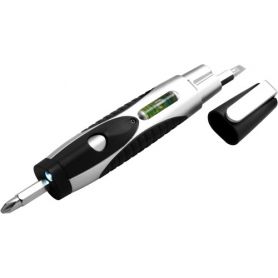 Set of pocket tools, screwdriver, level and light, in ABS, batteries included