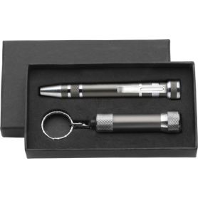 Screwdriver set with 3 LED torches. In gift box.