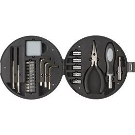 Tool set ( 25 pieces ) packaged in a tire-shaped case