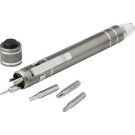 Aluminum screwdriveer set with 6 tips and light