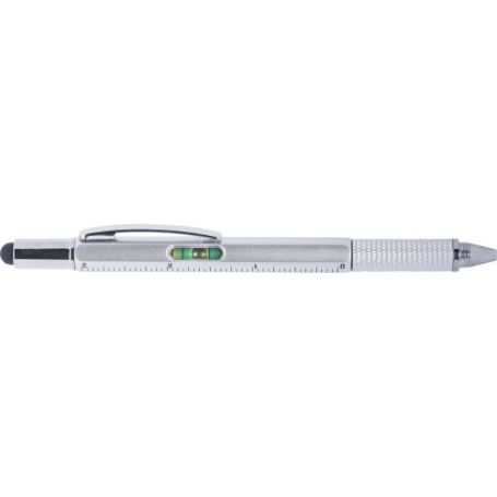 Capacitive multifunction ballpoint pen. With level and ruler.