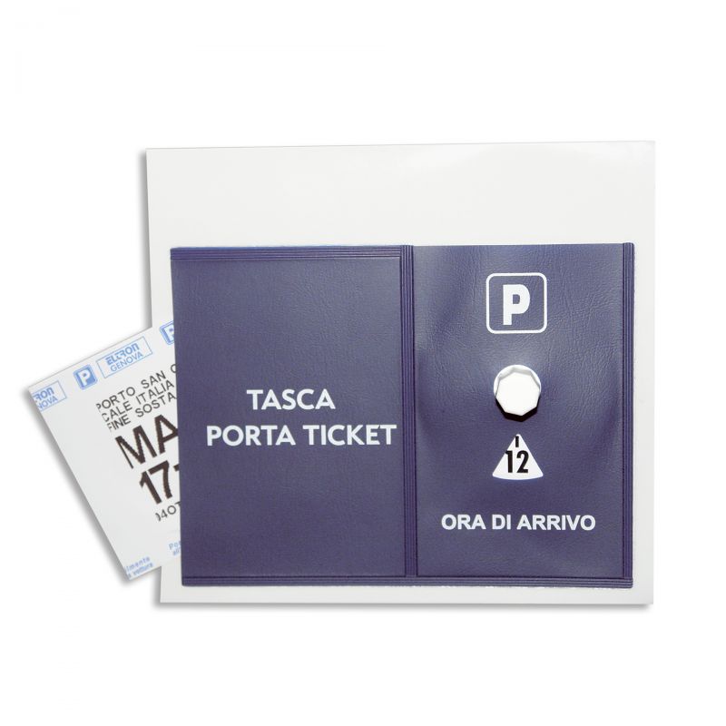 Disco orario adesivo con tasca porta ticket parcometro