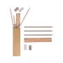 Set 3 pencils, ruler, rubber and pencil sharpeers with natural paper case