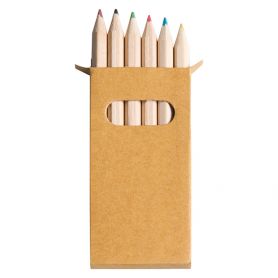 Set 6 mini crayons with natural cardboard case. 4.5 x h9 x 0.8 cm