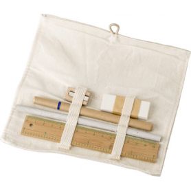 Cotton drawing set, with ruler, pencil sharpete, rubber and pencil