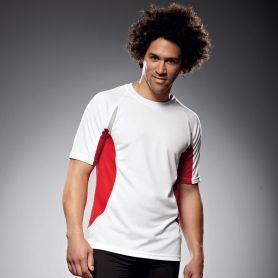 Sport White Men’s Running-T-Shirt, Unisex. Bord respirant et réfractif. James et Nicholson