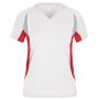 T-Shirt Sport White Ladies' Running-T, Donna. Traspirante, bordini rigrangenti. James & Nicholson