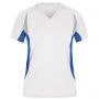T-Shirt Sport White Ladies' Running-T, Donna. Traspirante, bordini rigrangenti. James & Nicholson
