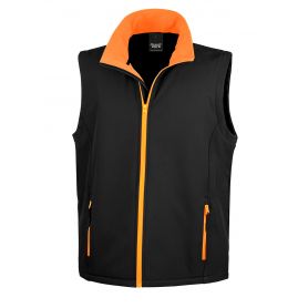 Vest - black/orange sleeveless in 2-layer softshell, micropile. Unisex, Result