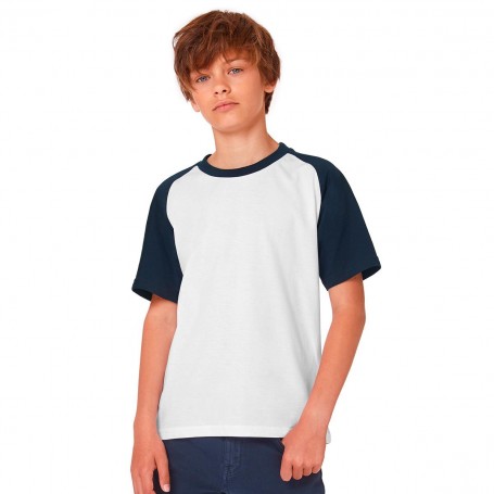 T-Shirt Base-Ball/Kids Bicolore Manica Corta B&C