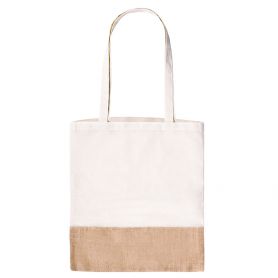 Jute and cotton shopping bag. 38 x 42 cm, long handles. Kara