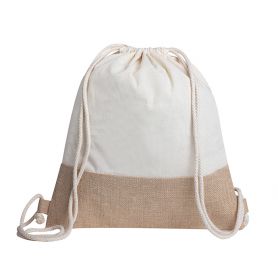 Bag carries everything, jute and cotton backpack. 38 x 42 cm. Katy