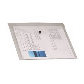 Port de document A5 avec bouton PVC brillant transparent 24 x 17 cm