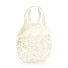 Mini Shopper in natural organic cotton, with mesh and decorative panel