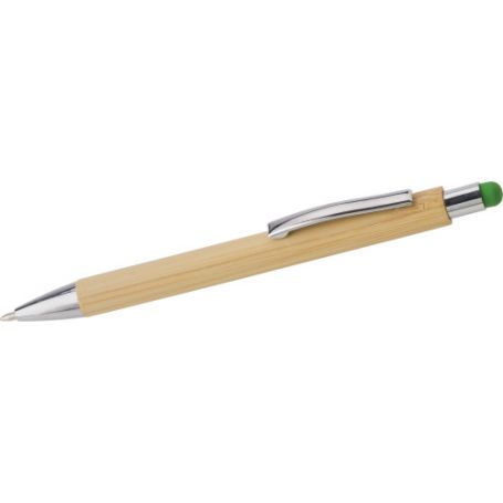 Eco-Friendly bamboo ballpoint pen, capacitive, blue refill
