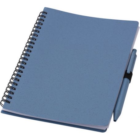 Notebook/Notes A5 in fibra di grano con penna. 70 fogli e penne refil blu