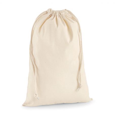 Cotton bag with double drawstring closure. 14 x 20.5 cm - Natural
