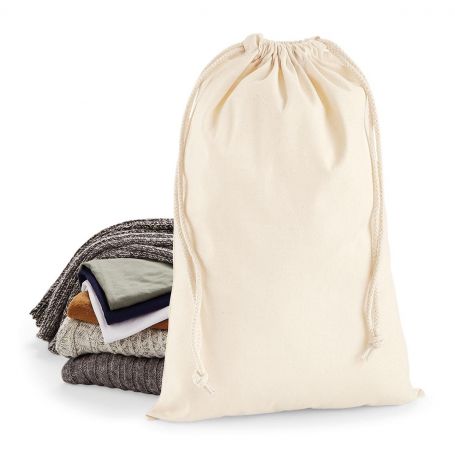 Cotton bag with double drawstring closure. 40 x 61.5 cm - Natural
