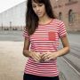 T-Shirt Ladies' Striped fantasia righe e taschino. James & Nicholson