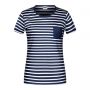 Ladies' Striped T-Shirt in stripes and pocket pattern. James & Nicholson