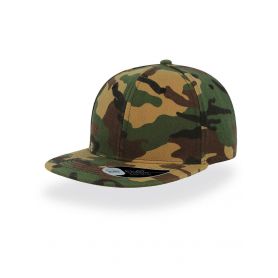 Camouflage cap with 6 panels with embroidered eyelets, flat visor. Atlantis