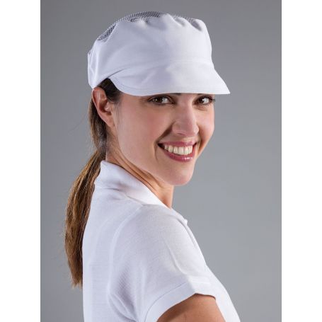 Grocery cap with visor, mesh on top. Washable at 40°C.  Made in Italy. Color Italian