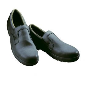 Chaussure sans lacets noirs. Antidérapant, antistatique, résistant à l’huile, anti-acide, embout en acier marquage CE EN 345-1