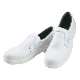 Chaussure sans lacets blancs. Antidérapant, antistatique, résistant à l’huile, anti-acide, embout en acier marquage CE EN 345-1