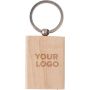 Portachiavi rettangolare in legno e metallo personalizzabile con il tuo logo