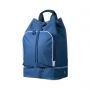 Backpack with front pocket and Equipe shoe compartment. 100% Polyester 600D.