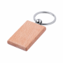 Keychain with rectangular body in natural wood.