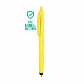 Ballpoint pen with touch screen rubber. Refil Black. Funny Fluo
