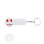 Plastic and metal keychain with shopping disc. Smile