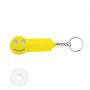 Plastic and metal keychain with shopping disc. Smile